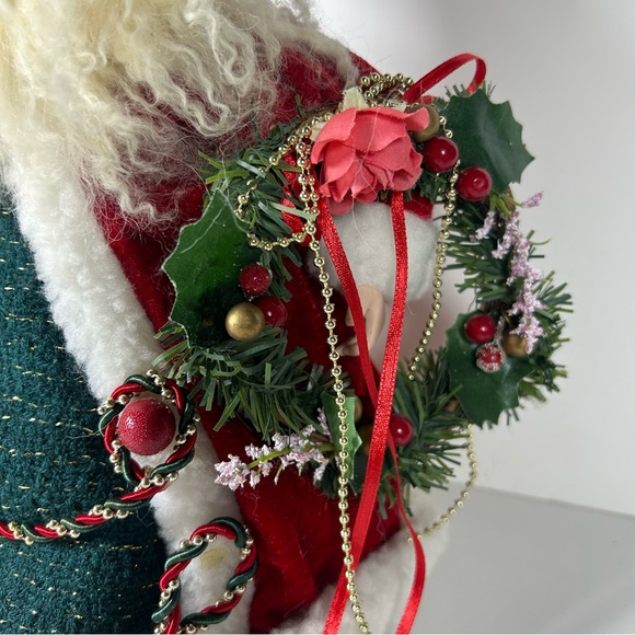 Victorian Santa Claus Porcelain Tree Topper Christmas Gold Red Green Robes 14” - Picture 3 of 8